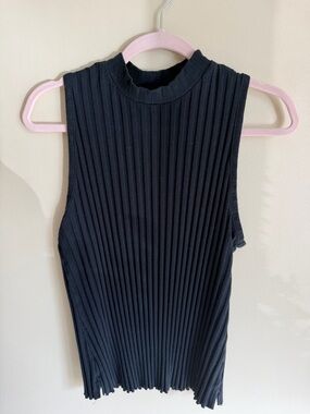 a new day Black Ribbed Sleeveless Mock Neck Tank